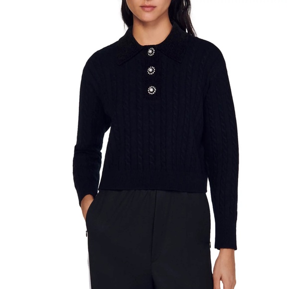 Dalinda Cable Knit Polo Neck Jumper - Picture 1 of 5